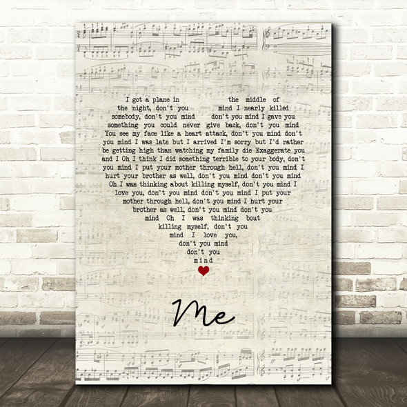 The 1975 Me Script Heart Song Lyric Art Print