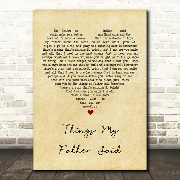 Black Stone Cherry Things My Father Said Vintage Heart Song Lyric Art Print