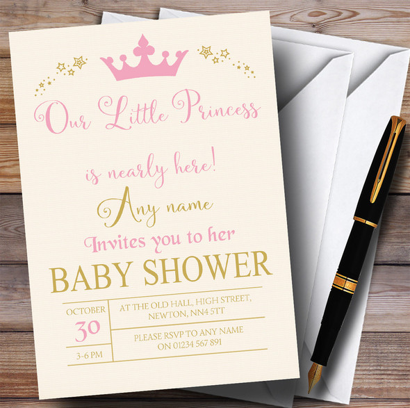 Pink Crown Princess Invitations Baby Shower Invitations