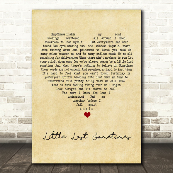 Almighty Little Lost Sometimes Vintage Heart Song Lyric Art Print