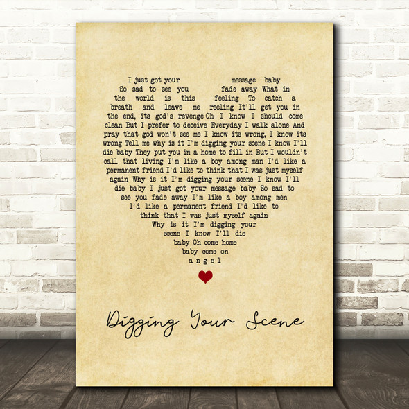 The Blow Monkeys Digging Your Scene Vintage Heart Song Lyric Art Print