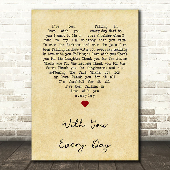 Beth Hart With You Every Day Vintage Heart Song Lyric Art Print