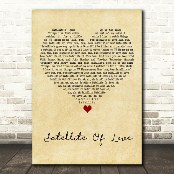 Lou Reed Satellite Of Love Vintage Heart Song Lyric Art Print