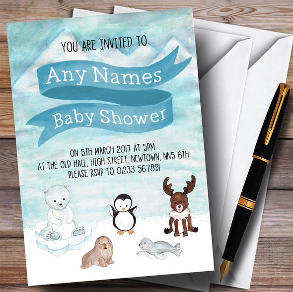 Polar Ice Animals Invitations Baby Shower Invitations