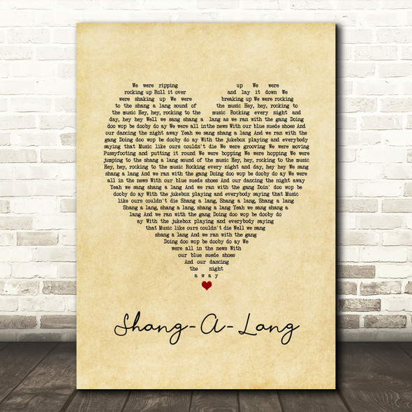 Bay City Rollers Shang-A-Lang Vintage Heart Song Lyric Art Print