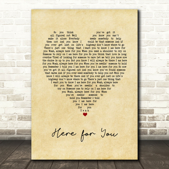 FireHouse Here for You Vintage Heart Song Lyric Art Print