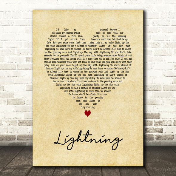 Lucy Spraggan Lightning Vintage Heart Song Lyric Art Print