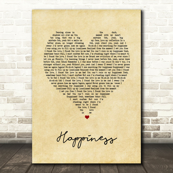 Little Mix Happiness Vintage Heart Song Lyric Art Print