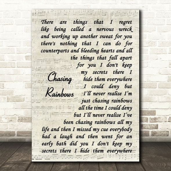 Shed Seven Chasing Rainbows Vintage Script Song Lyric Art Print