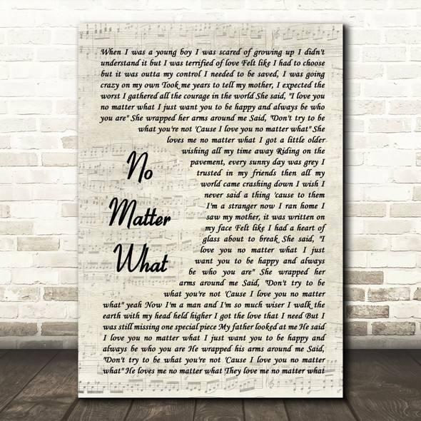 Calum Scott No Matter What Vintage Script Song Lyric Art Print