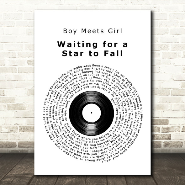 Boy Meets Girl Waiting for a Star to Fall Vinyl Record Song Lyric Art Print