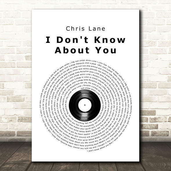 Chris Lane I Don't Know About You Vinyl Record Song Lyric Art Print