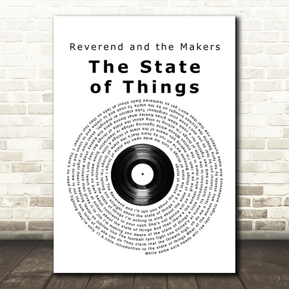 Reverend and the Makers The State of Things Vinyl Record Song Lyric Art Print