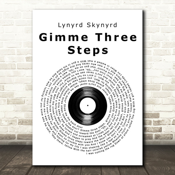 Lynyrd Skynyrd Gimme Three Steps Vinyl Record Song Lyric Art Print