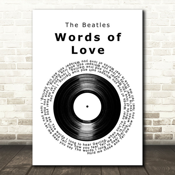 The Beatles Words of Love Vinyl Record Song Lyric Art Print