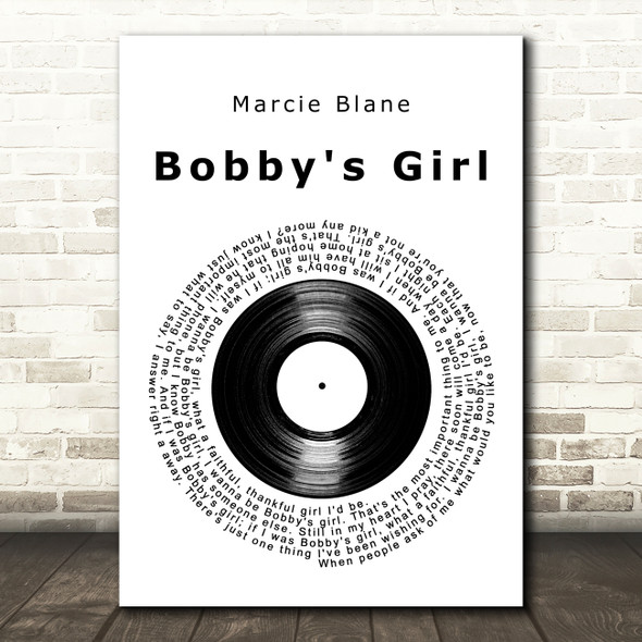 Marcie Blane Bobby's Girl Vinyl Record Song Lyric Art Print