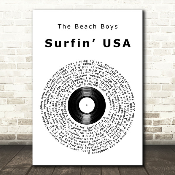The Beach Boys Surfin USA Vinyl Record Song Lyric Art Print
