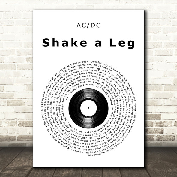 ACDC Shake a Leg Vinyl Record Song Lyric Art Print