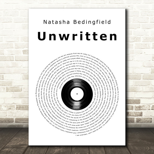 Natasha Bedingfield Unwritten Vinyl Record Song Lyric Art Print