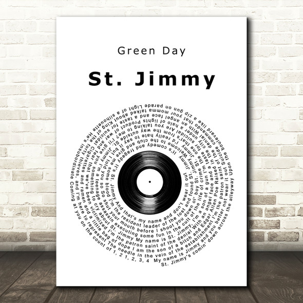 Green Day St. Jimmy Vinyl Record Song Lyric Art Print