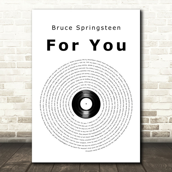 Bruce Springsteen For You Vinyl Record Song Lyric Art Print