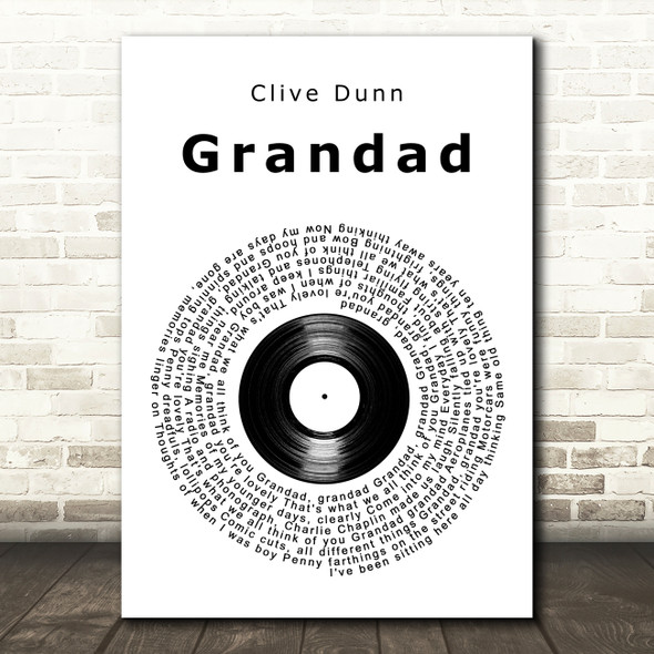 Clive Dunn Grandad Vinyl Record Song Lyric Art Print