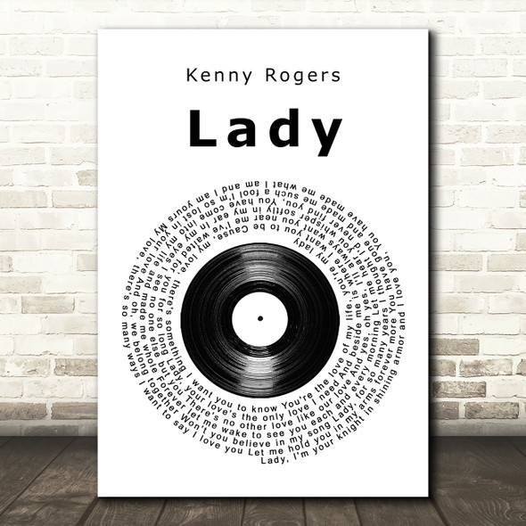 Kenny Rogers Lady Vinyl Record Song Lyric Art Print