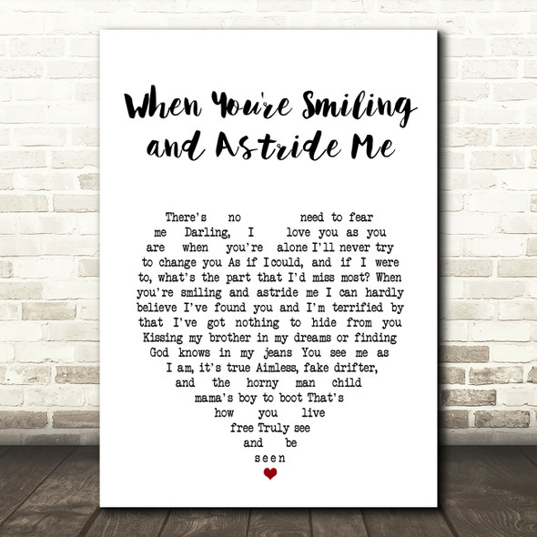 Father John Misty When You're Smiling and Astride Me White Heart Song Lyric Art Print