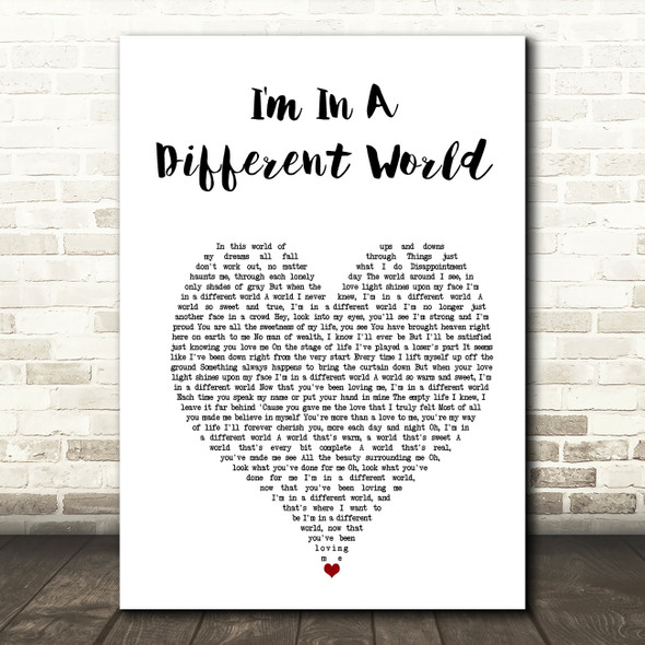 Four Tops I'm In A Different World White Heart Song Lyric Art Print
