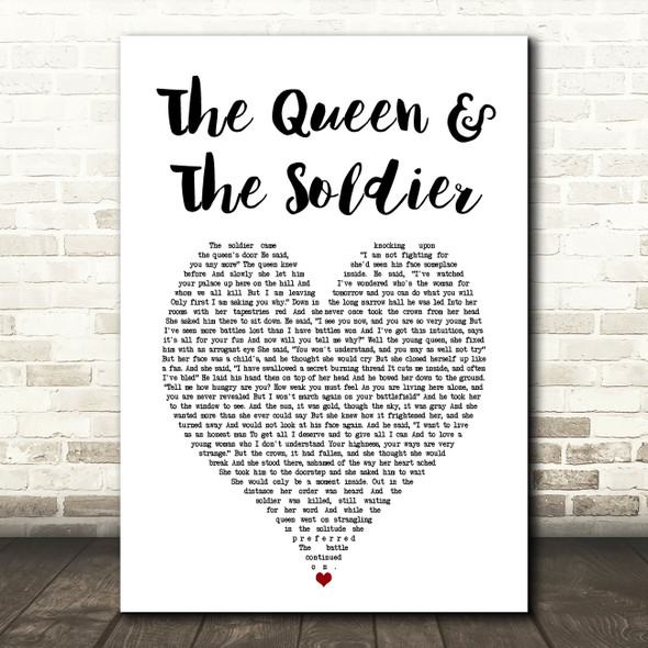 Suzanne Vega The Queen & The Soldier White Heart Song Lyric Art Print