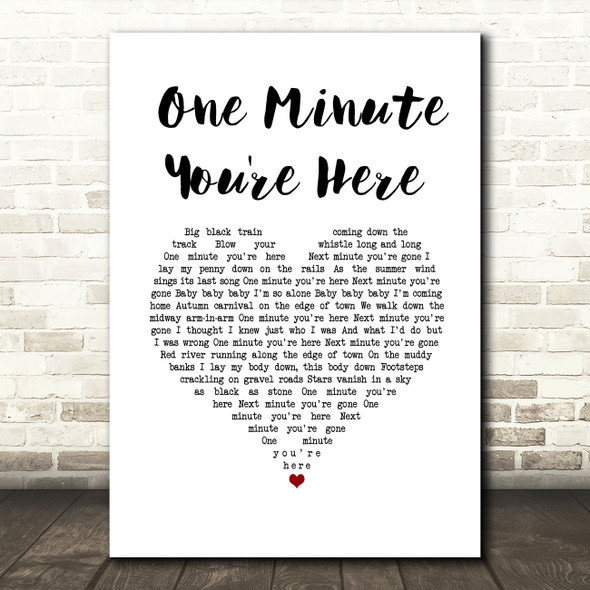 Bruce Springsteen One Minute You're Here White Heart Song Lyric Art Print