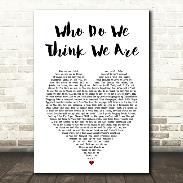 John Legend Who Do We Think We Are White Heart Song Lyric Art Print