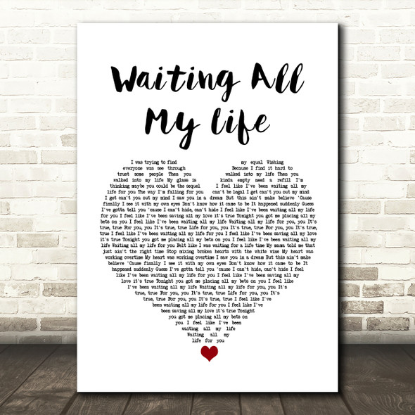 PHB & Jack, Hayla Waiting All My Life White Heart Song Lyric Art Print
