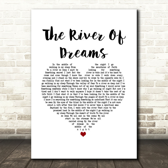 Billy Joel The River Of Dreams White Heart Song Lyric Art Print