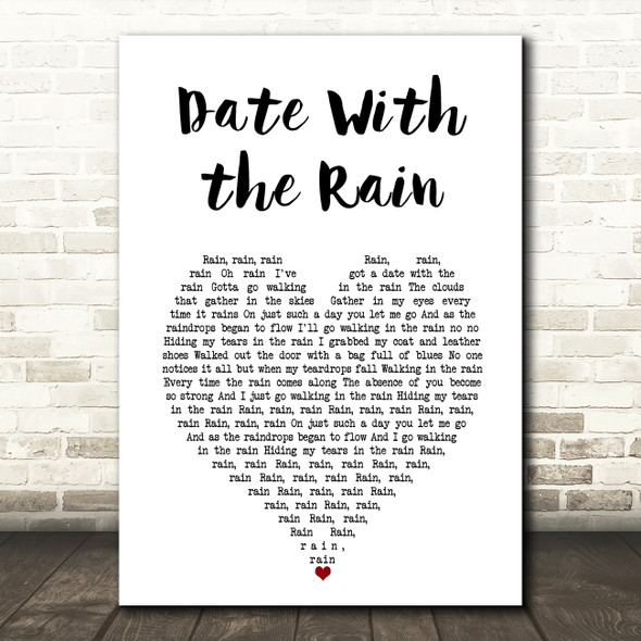 Eddie Kendricks Date With the Rain White Heart Song Lyric Art Print