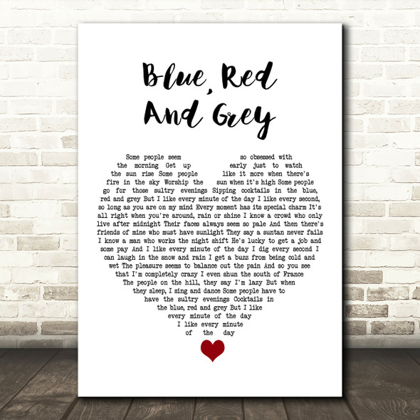 The Who Blue, Red And Grey White Heart Song Lyric Art Print