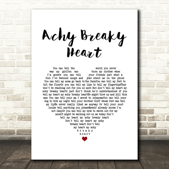Billy Ray Cyrus Achy Breaky Heart White Heart Song Lyric Art Print