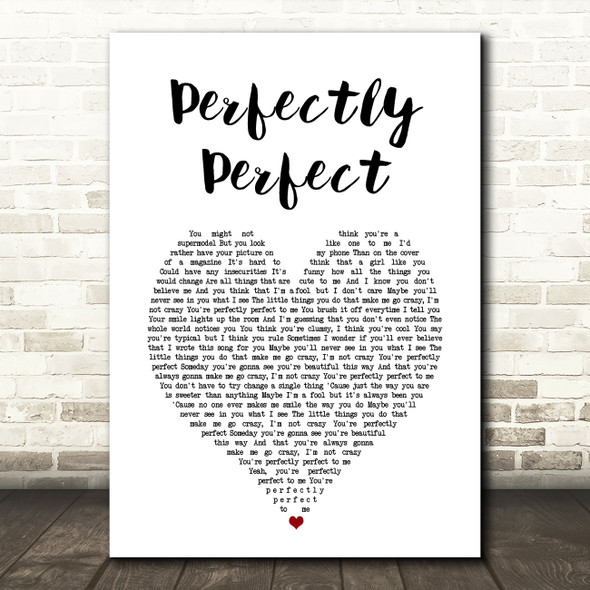 Simple Plan Perfectly Perfect White Heart Song Lyric Art Print