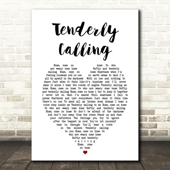 John Denver Tenderly Calling White Heart Song Lyric Art Print