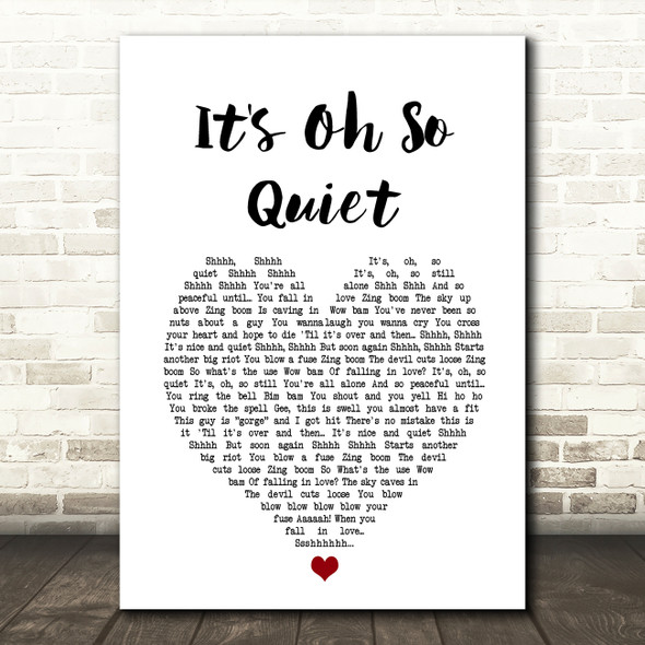 björk it's oh so quiet White Heart Song Lyric Art Print