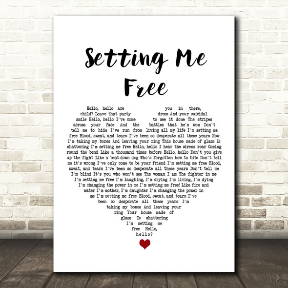 Beth Hart Setting Me Free White Heart Song Lyric Art Print