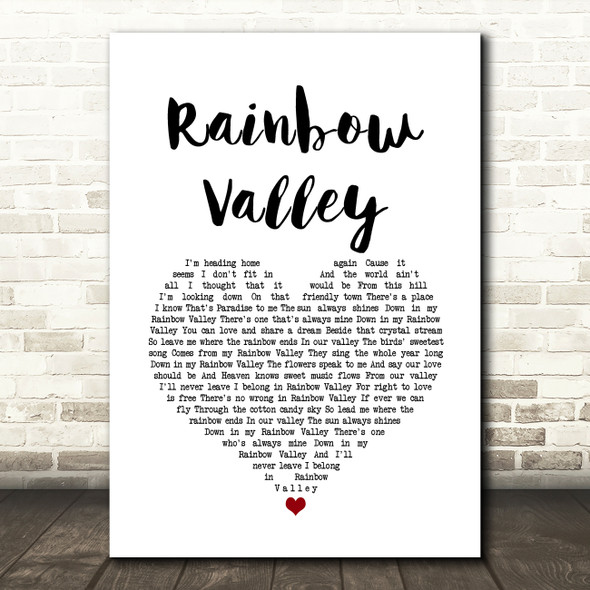 The Love Affair Rainbow Valley White Heart Song Lyric Art Print