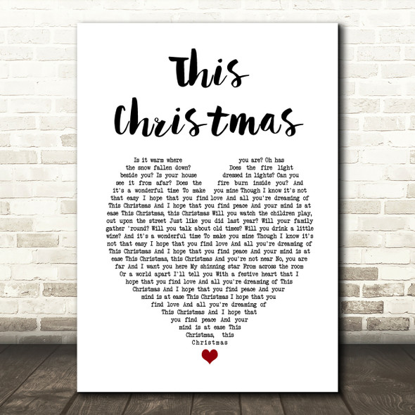 Picture This This Christmas White Heart Song Lyric Art Print
