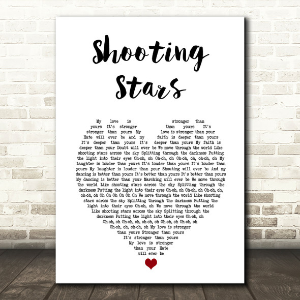 Rival Sons Shooting Stars White Heart Song Lyric Art Print