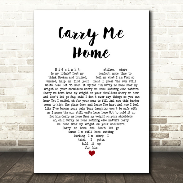 Jorja Smith feat. Maverick Sabre Carry Me Home White Heart Song Lyric Art Print
