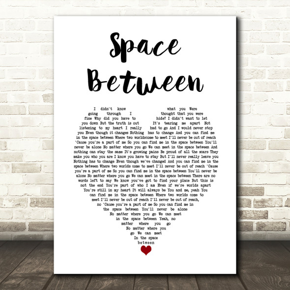 Dove Cameron & Sofia Carson Space Between White Heart Song Lyric Art Print