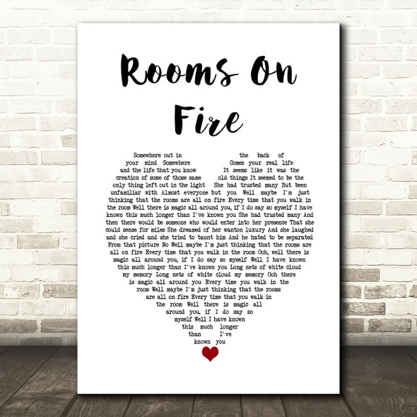 Stevie Nicks Rooms On Fire White Heart Song Lyric Art Print