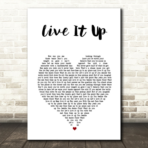 Mental As Anything Live It Up White Heart Song Lyric Art Print