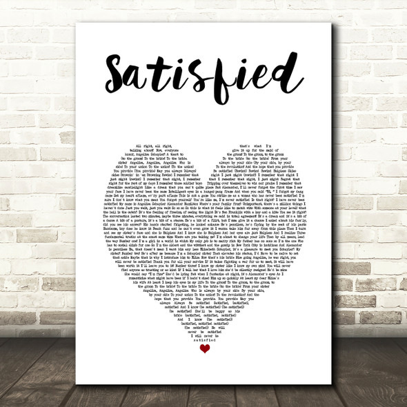 Original Broadway Cast of Hamilton Satisfied White Heart Song Lyric Art Print