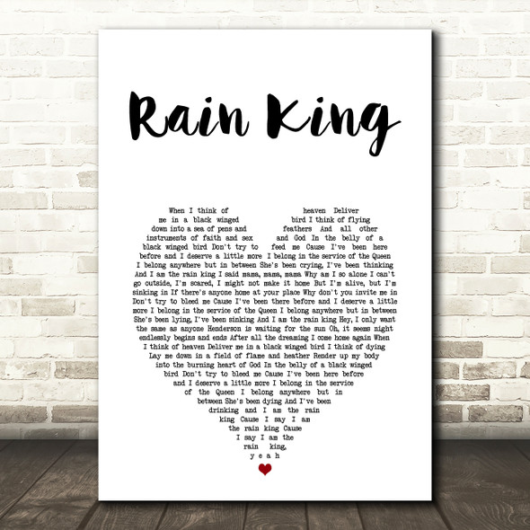 Counting Crows Rain King White Heart Song Lyric Art Print